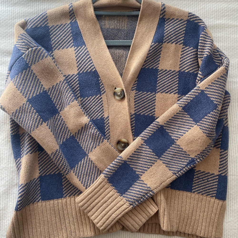 Madewell Cropped Plaid Cardigan